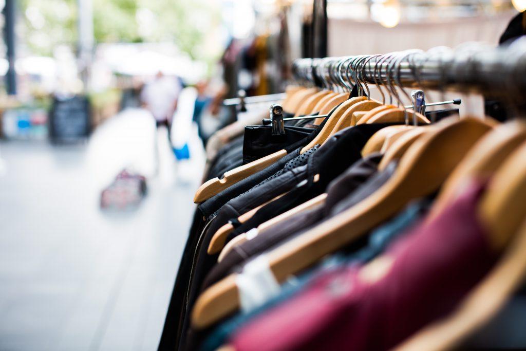 a yard sale clothes rack