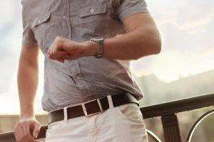 A man checking the time