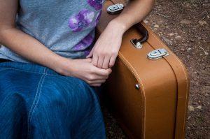 A girl with a suitcase 