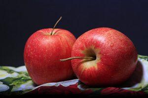 Two red apples. 