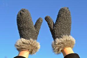 A person wearing mittens.